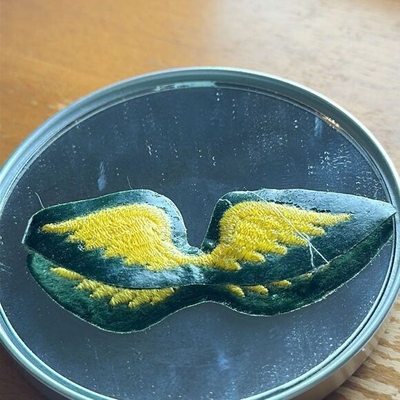 Girl Scouts wings Iron-on Patch B021 Green with Gold Wings - Picture 2 of 2